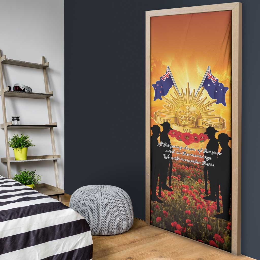 ANZAC Day Door Cover Remembrance Tribute Soldiers And Poppy Field