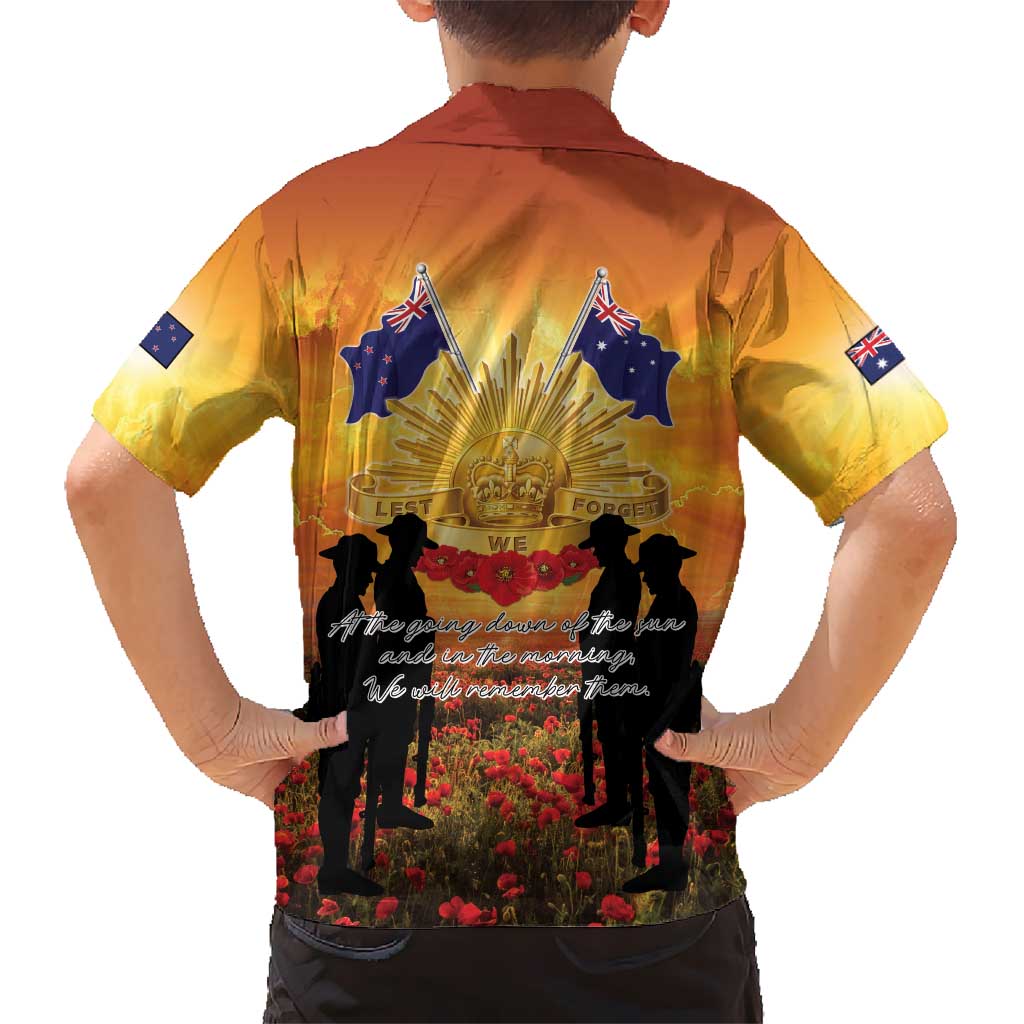 ANZAC Day Family Matching Summer Maxi Dress and Hawaiian Shirt Remembrance Tribute Soldiers And Poppy Field LT05 - Polynesian Pride