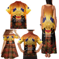 ANZAC Day Family Matching Tank Maxi Dress and Hawaiian Shirt Remembrance Tribute Soldiers And Poppy Field LT05 - Polynesian Pride