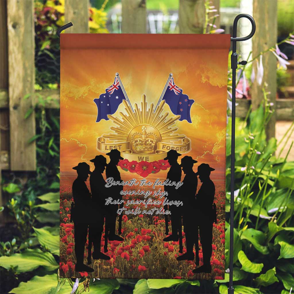 ANZAC Day Garden Flag Remembrance Tribute Soldiers And Poppy Field