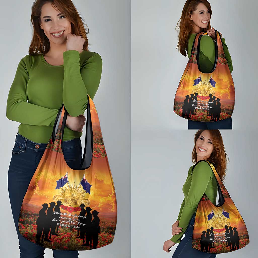 ANZAC Day Grocery Bag Remembrance Tribute Soldiers And Poppy Field LT05 - Polynesian Pride