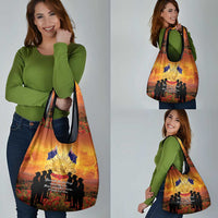 ANZAC Day Grocery Bag Remembrance Tribute Soldiers And Poppy Field LT05 - Polynesian Pride