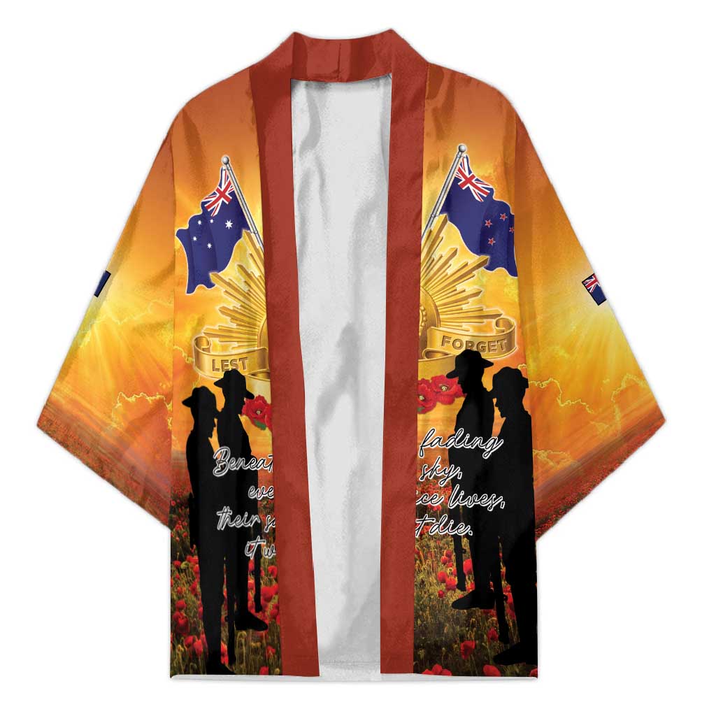 ANZAC Day Kimono Remembrance Tribute Soldiers And Poppy Field