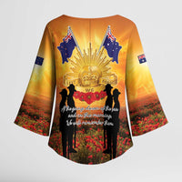 ANZAC Day Kimono Sleeve Blouse Remembrance Tribute Soldiers And Poppy Field