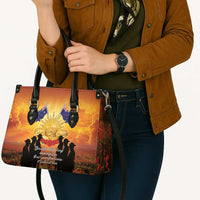 ANZAC Day Leather Bag Remembrance Tribute Soldiers And Poppy Field