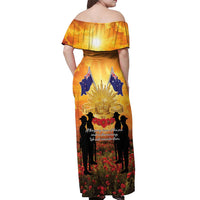 ANZAC Day Off Shoulder Maxi Dress Remembrance Tribute Soldiers And Poppy Field LT05 - Polynesian Pride