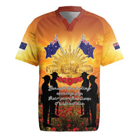 ANZAC Day Rugby Jersey Remembrance Tribute Soldiers And Poppy Field LT05 Orange - Polynesian Pride