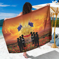 ANZAC Day Sarong Remembrance Tribute Soldiers And Poppy Field