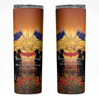 ANZAC Day Skinny Tumbler Remembrance Tribute Soldiers And Poppy Field LT05 Orange - Polynesian Pride
