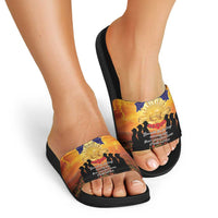 ANZAC Day Slide Sandals Remembrance Tribute Soldiers And Poppy Field