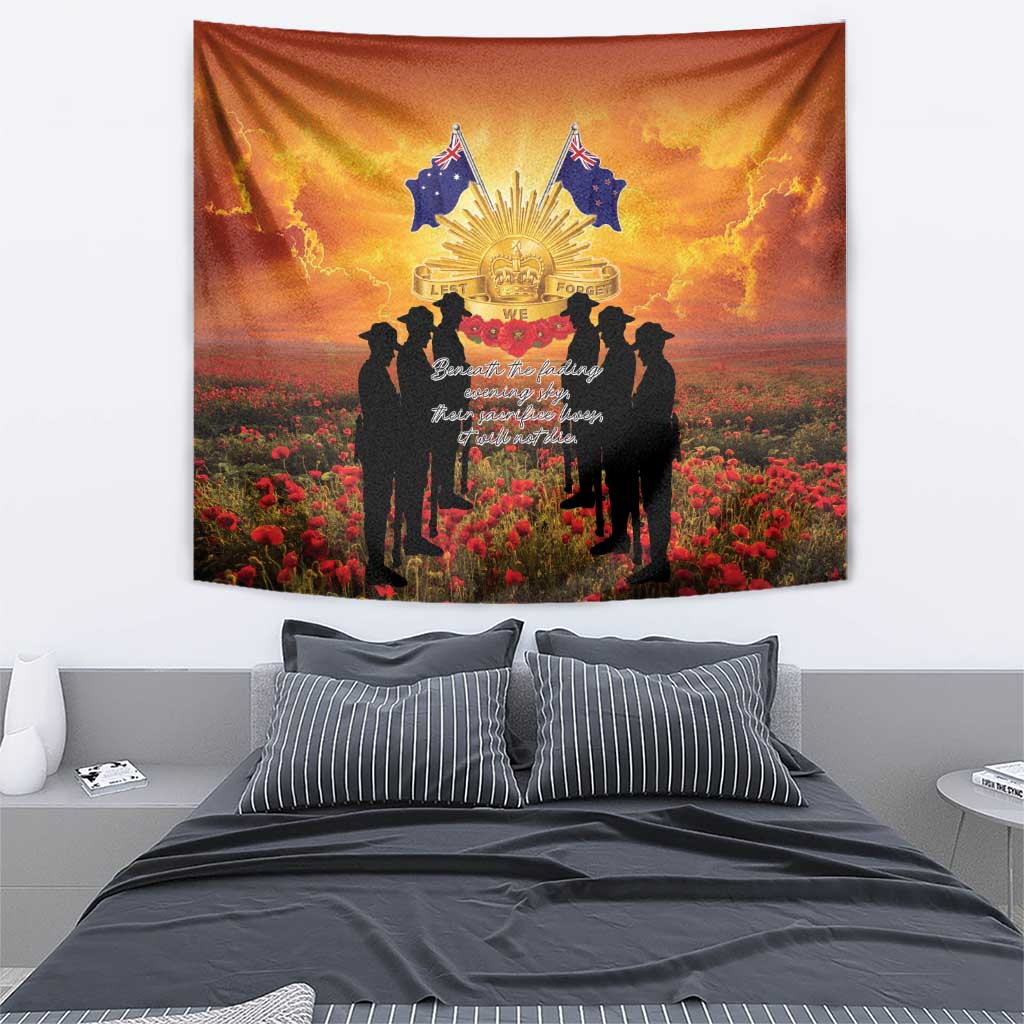 ANZAC Day Tapestry Remembrance Tribute Soldiers And Poppy Field