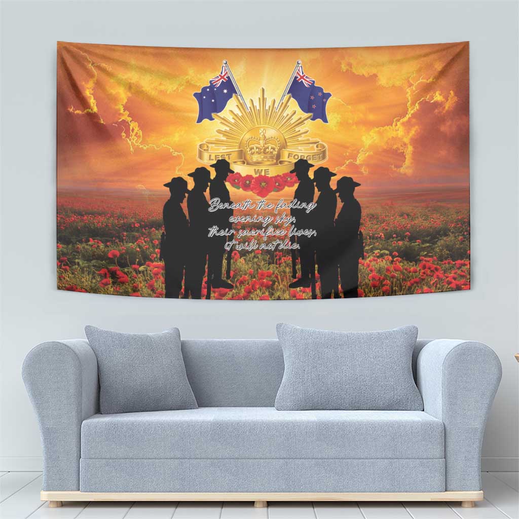 ANZAC Day Tapestry Remembrance Tribute Soldiers And Poppy Field