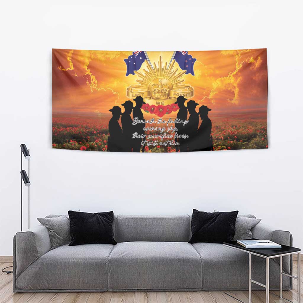 ANZAC Day Tapestry Remembrance Tribute Soldiers And Poppy Field