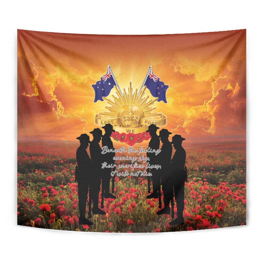 ANZAC Day Tapestry Remembrance Tribute Soldiers And Poppy Field