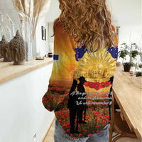 ANZAC Day Women Casual Shirt Remembrance Tribute Soldiers And Poppy Field LT05 - Polynesian Pride