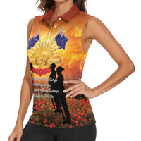 ANZAC Day Women Sleeveless Polo Shirt Remembrance Tribute Soldiers And Poppy Field LT05 - Polynesian Pride