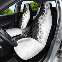 Hawaii Hibiscus Flowers Car Seat Cover Grayscale Polynesian Pattern