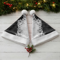Hawaii Hibiscus Flowers Christmas Santa Hat Grayscale Polynesian Pattern