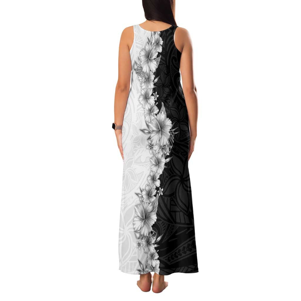 Hawaii Hibiscus Flowers Family Matching Tank Maxi Dress and Hawaiian Shirt Grayscale Polynesian Pattern LT05 - Polynesian Pride