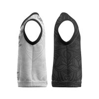 Hawaii Hibiscus Flowers Christmas Knitted V-Neck Vest Grayscale Polynesian Pattern