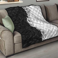Hawaii Hibiscus Flowers Quilt Grayscale Polynesian Pattern