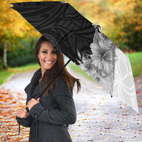 Hawaii Hibiscus Flowers Umbrella Grayscale Polynesian Pattern