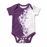 Hawaii Hibiscus Flowers Baby Onesie Purple Polynesian Pattern