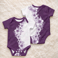 Hawaii Hibiscus Flowers Baby Onesie Purple Polynesian Pattern