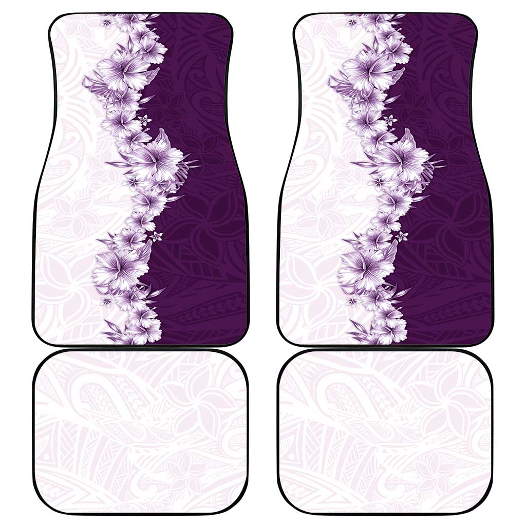 Hawaii Hibiscus Flowers Car Mats Purple Polynesian Pattern