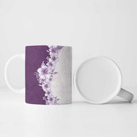 Hawaii Hibiscus Flowers Ceramic Mug Purple Polynesian Pattern
