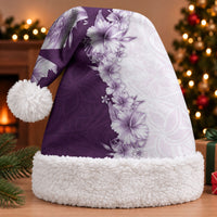 Hawaii Hibiscus Flowers Christmas Santa Hat Purple Polynesian Pattern