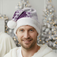 Hawaii Hibiscus Flowers Christmas Santa Hat Purple Polynesian Pattern