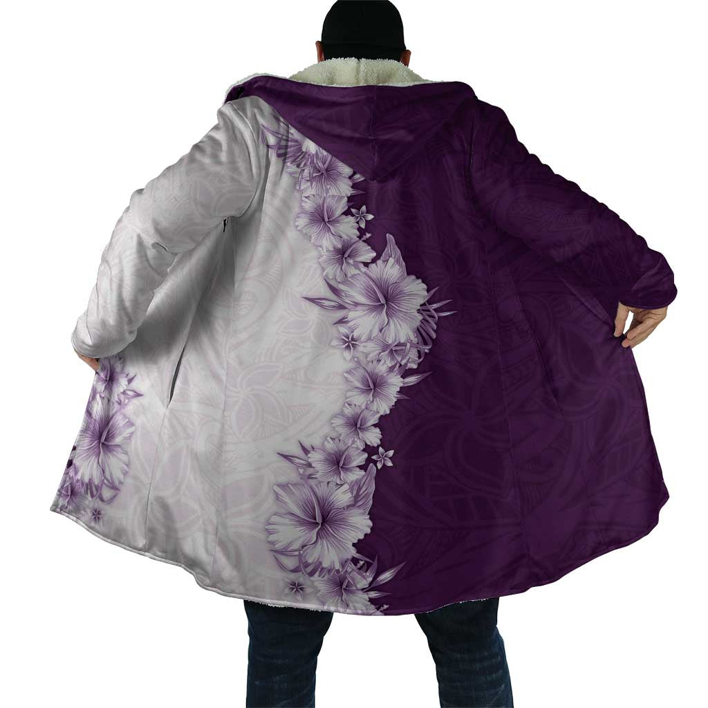 Hawaii Hibiscus Flowers Cloak Purple Polynesian Pattern
