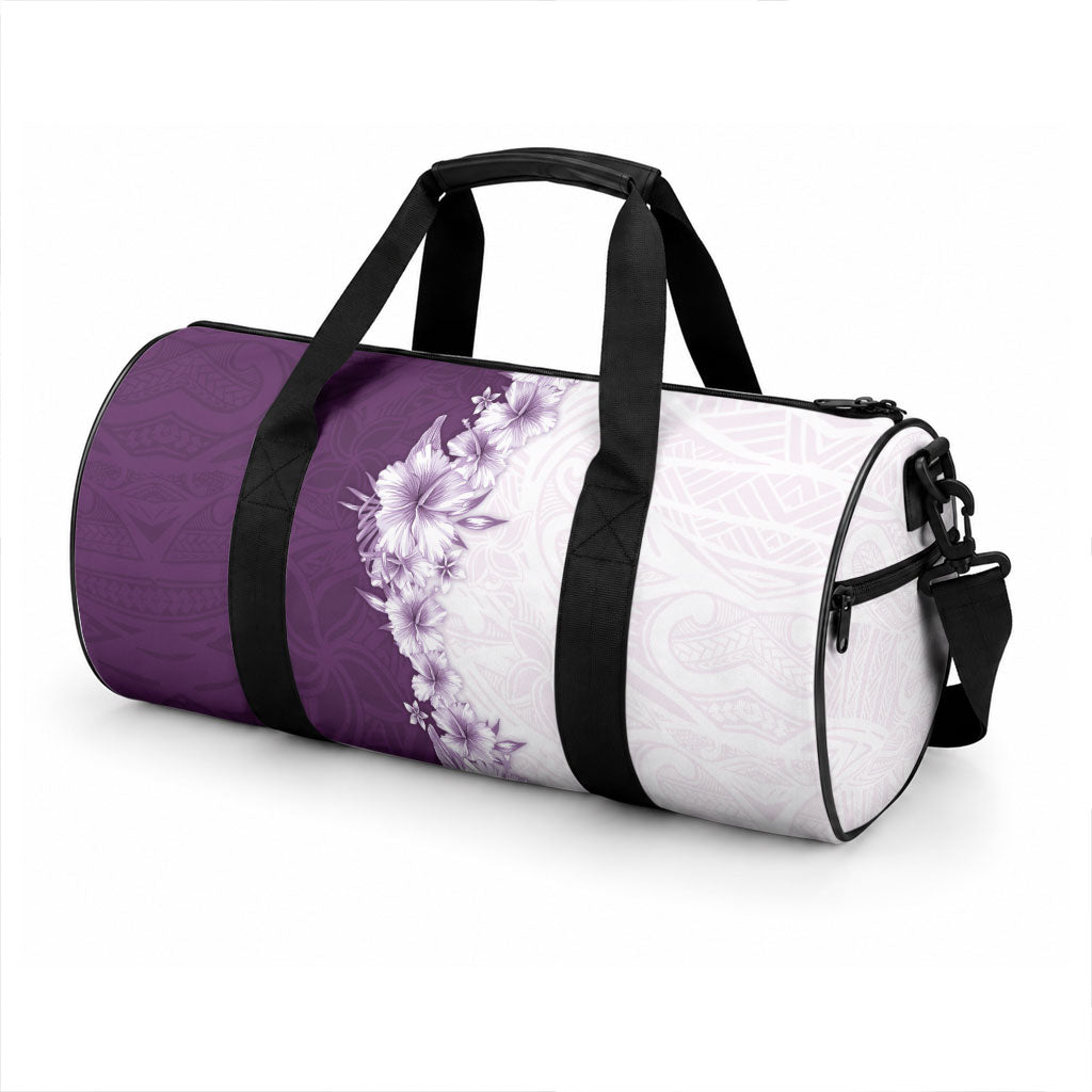 Hawaii Hibiscus Flowers Duffle Bag Purple Polynesian Pattern