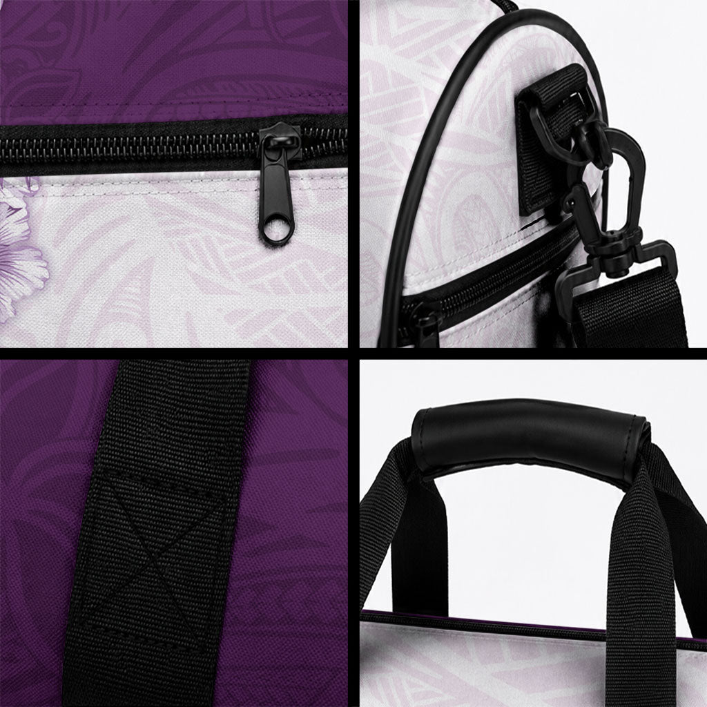 Hawaii Hibiscus Flowers Duffle Bag Purple Polynesian Pattern