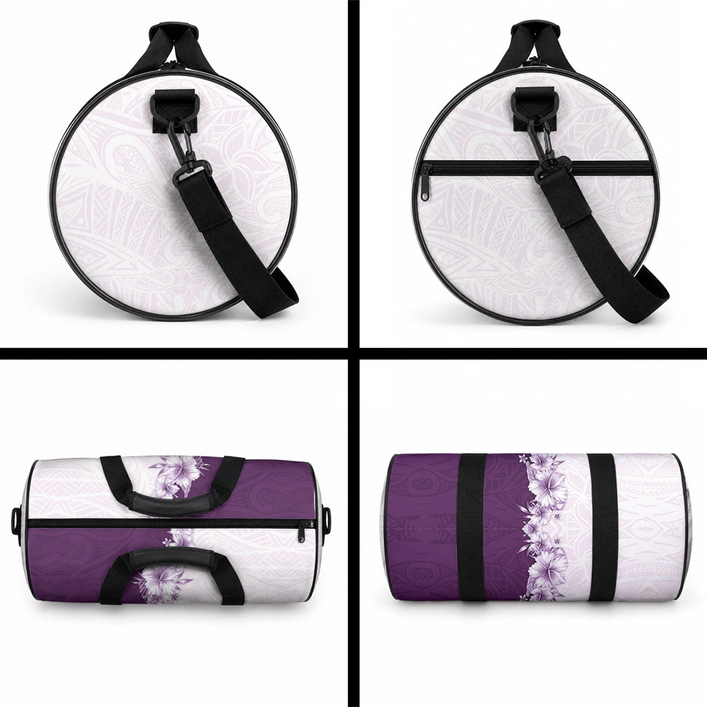 Hawaii Hibiscus Flowers Duffle Bag Purple Polynesian Pattern