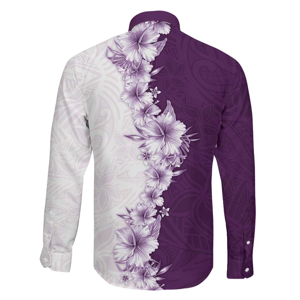Hawaii Hibiscus Flowers Family Matching Mermaid Dress and Hawaiian Shirt Purple Polynesian Pattern LT05 - Polynesian Pride