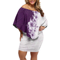 Hawaii Hibiscus Flowers Family Matching Off Shoulder Short Dress and Hawaiian Shirt Purple Polynesian Pattern LT05 Mom's Dress Purple - Polynesian Pride