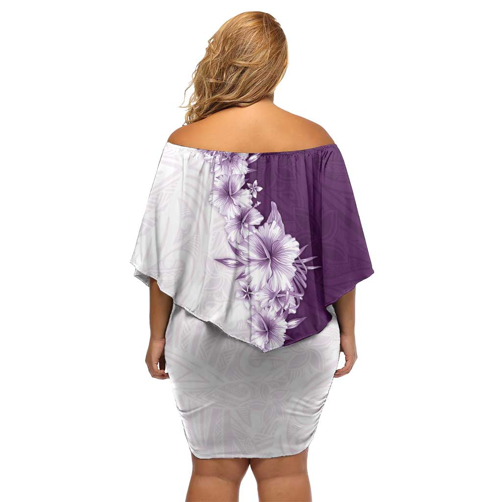 Hawaii Hibiscus Flowers Family Matching Off Shoulder Short Dress and Hawaiian Shirt Purple Polynesian Pattern LT05 - Polynesian Pride