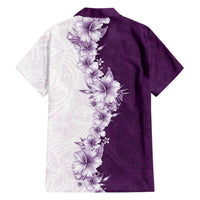 Hawaii Hibiscus Flowers Family Matching Puletasi and Hawaiian Shirt Purple Polynesian Pattern LT05 - Polynesian Pride