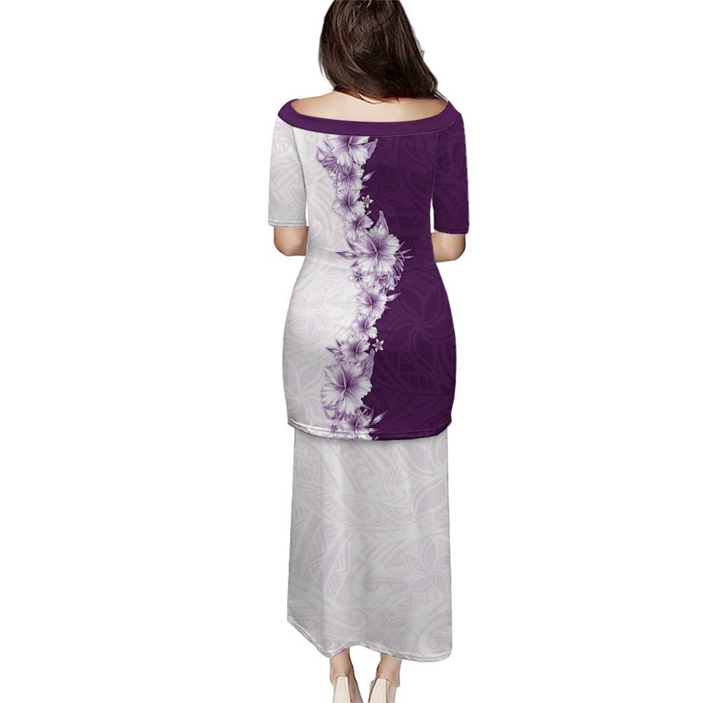Hawaii Hibiscus Flowers Family Matching Puletasi and Hawaiian Shirt Purple Polynesian Pattern LT05 - Polynesian Pride