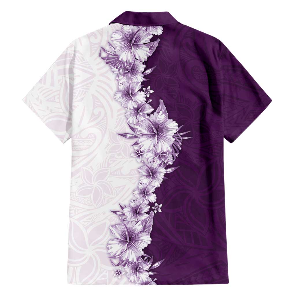 Hawaii Hibiscus Flowers Family Matching Summer Maxi Dress and Hawaiian Shirt Purple Polynesian Pattern LT05 - Polynesian Pride