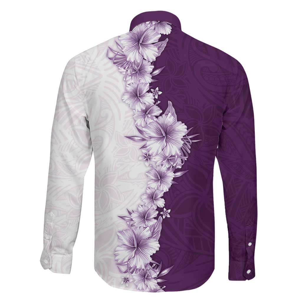 Hawaii Hibiscus Flowers Family Matching Tank Maxi Dress and Hawaiian Shirt Purple Polynesian Pattern LT05 - Polynesian Pride
