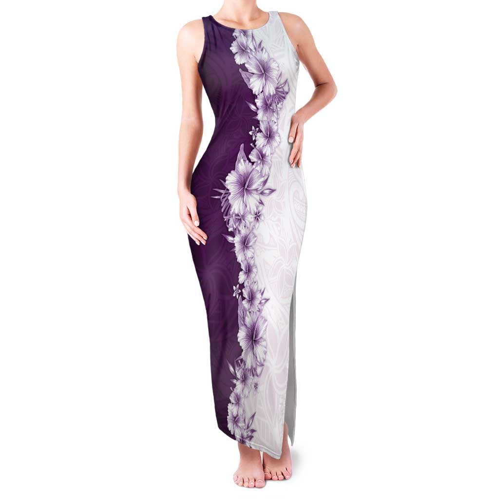 Hawaii Hibiscus Flowers Family Matching Tank Maxi Dress and Hawaiian Shirt Purple Polynesian Pattern LT05 Mom's Dress Purple - Polynesian Pride