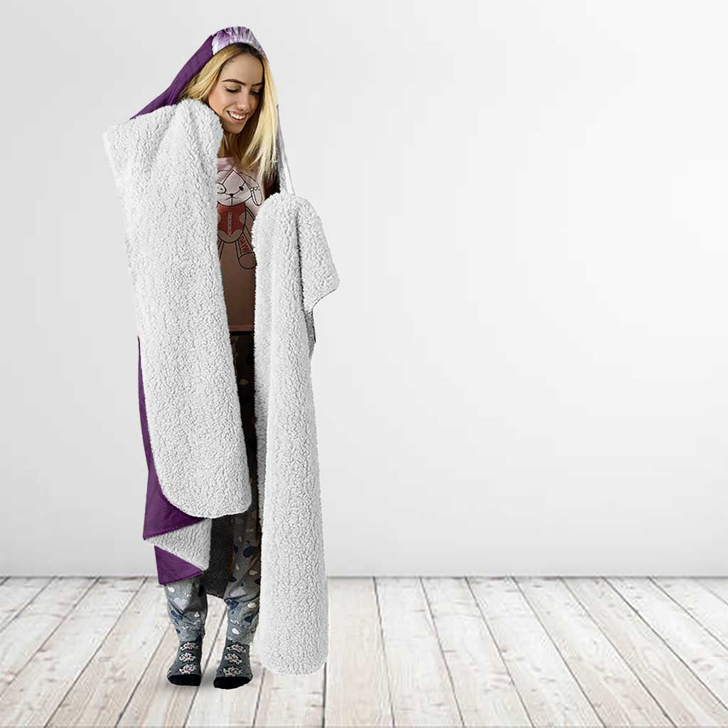 Hawaii Hibiscus Flowers Hooded Blanket Purple Polynesian Pattern