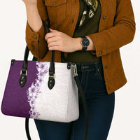 Hawaii Hibiscus Flowers Leather Bag Purple Polynesian Pattern