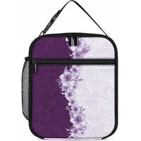 Hawaii Hibiscus Flowers Lunch Bag Purple Polynesian Pattern