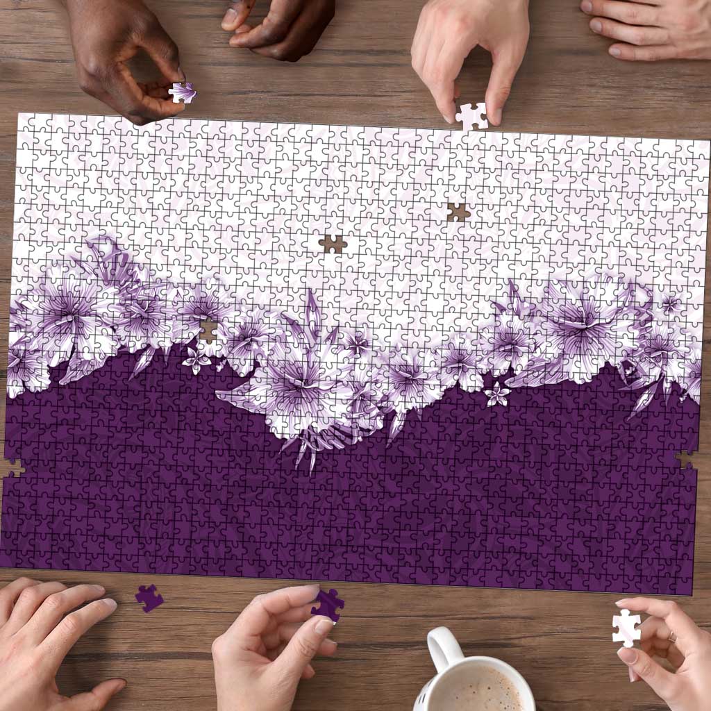 Hawaii Hibiscus Flowers Puzzle Purple Polynesian Pattern