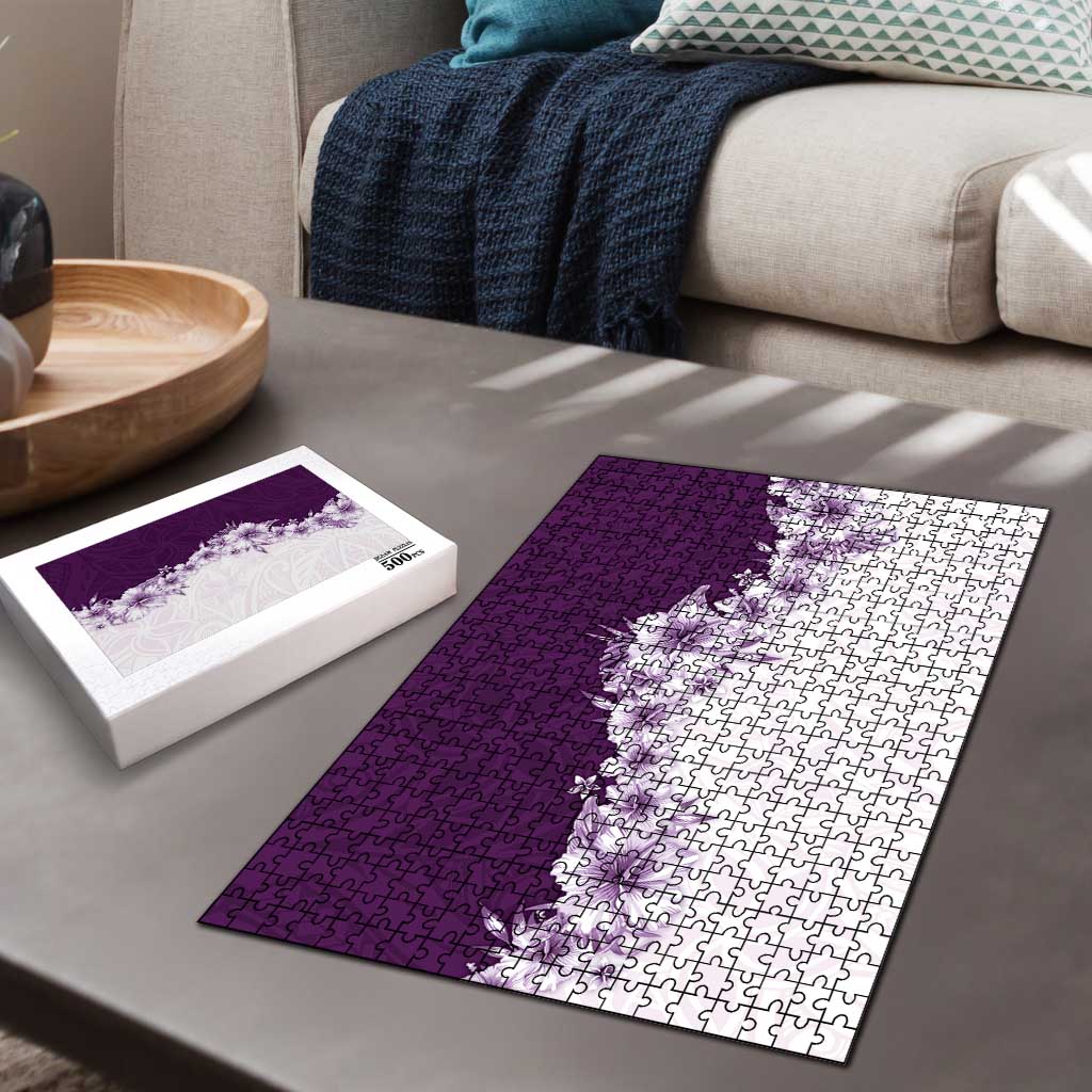 Hawaii Hibiscus Flowers Puzzle Purple Polynesian Pattern