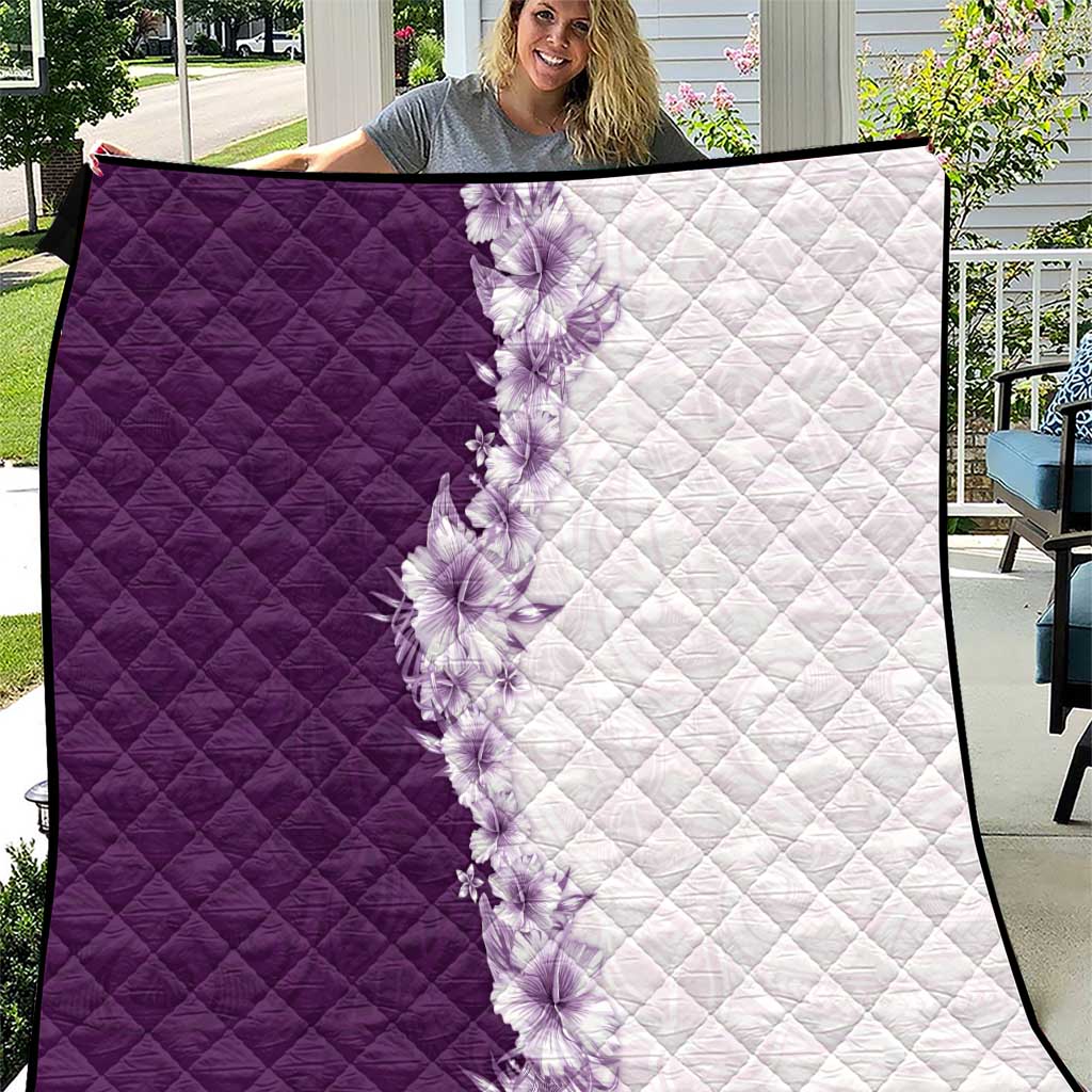 Hawaii Hibiscus Flowers Quilt Purple Polynesian Pattern